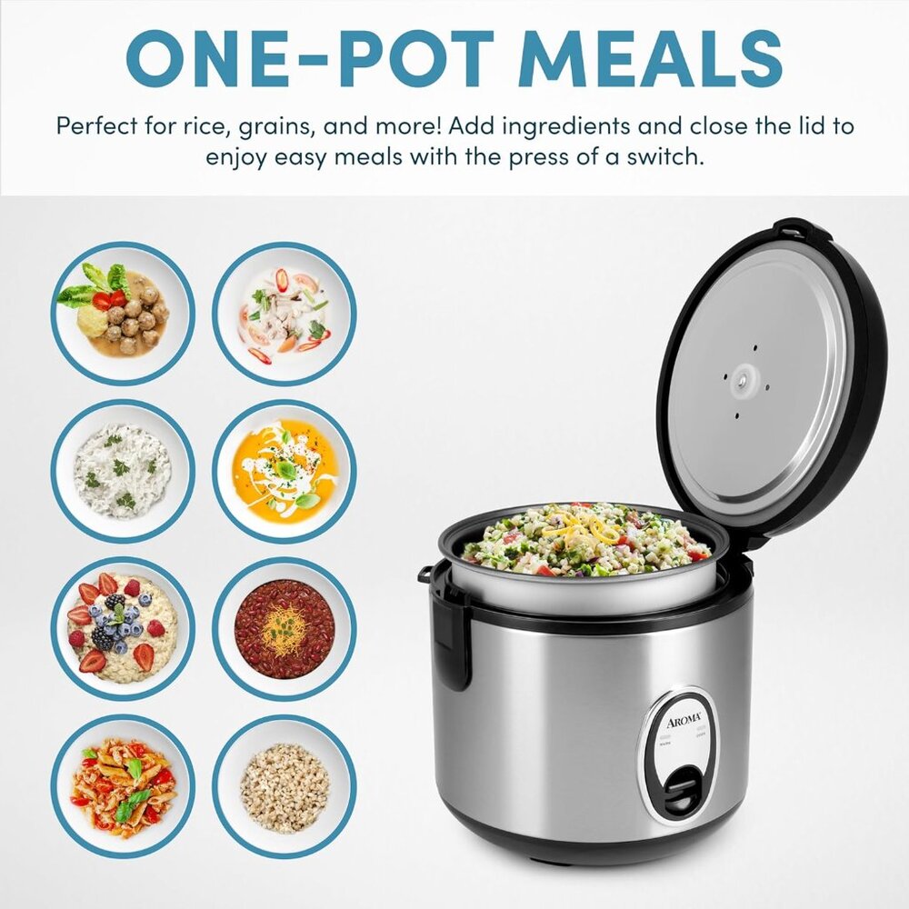 Aroma ARC-904SB 8-Cup Digital Rice Cooker – Stainless Steel, Steamer, Keep Warm - Picture 3 of 8
